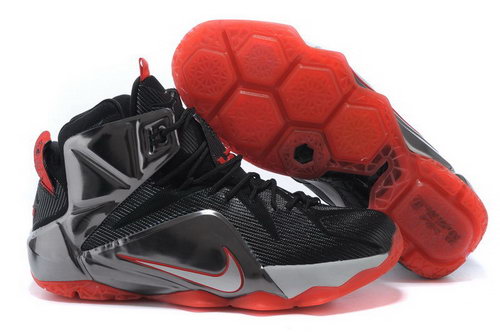 Mens Nike Lebron 12 Black Silver Grey Red Review